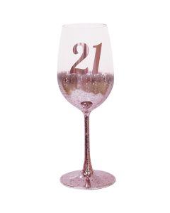 21ST WINE GLASS PINK METAGLITZ