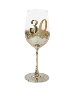 30TH WINE GLASS GOLD METAGLITZ