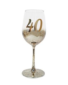 40TH WINE GLASS GOLD METAGLITZ