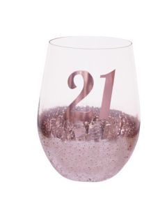 21ST GLASS STEMLESS PINK METAGLITZ