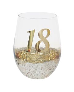 18TH GLASS STEMLESS GOLD METAGLITZ