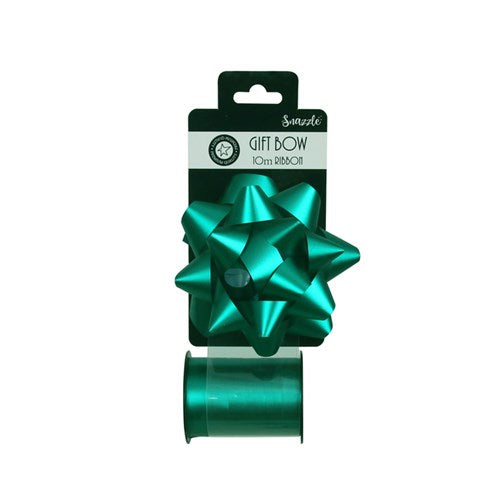 BOW 10CM W/10M CURLING RIBBON TEAL