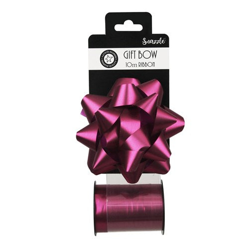 BOW 10CM W/10M CURLING RIBBON CLARET
