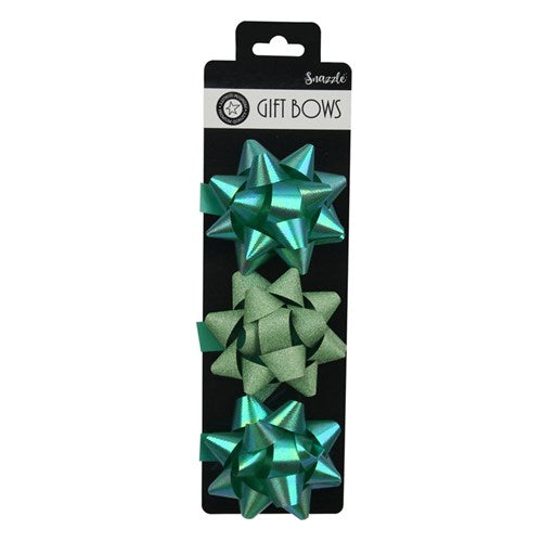 BOWS 7.5CM 3PK PARAKEET GREEN