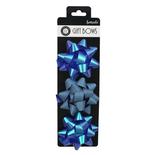 BOWS 7.5CM 3PK COBALT BLUE