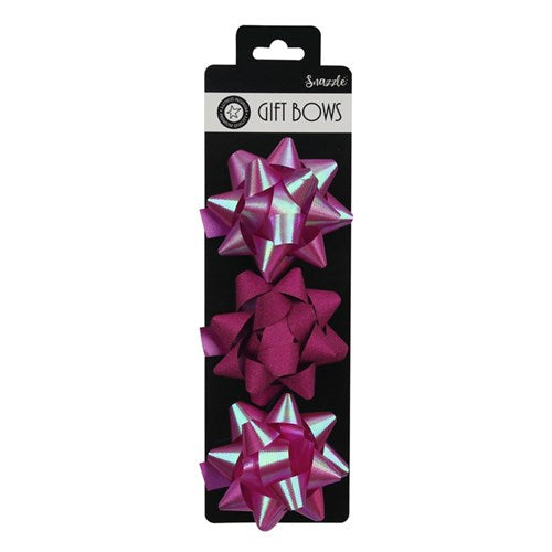 BOWS 7.5CM 3PK FUSCHIA