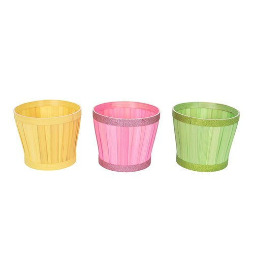 EASTER BASKET 19X16CM YELLOW/PINK/GREEN
