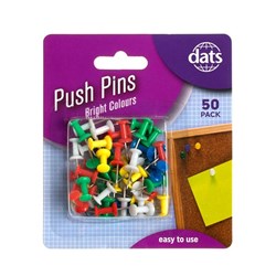 PINS PUSH ASST CLRS 50PC