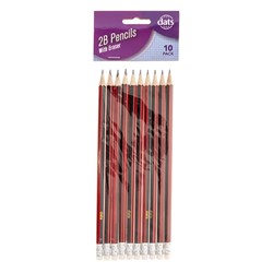 2B PENCIL 10PK W/ERASER BLK/RED BARRELL