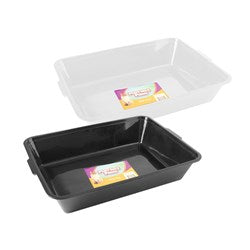 CAT LITTER TRAY WHT/BLK