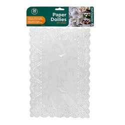 DOILIES PAPER RND WHITE 19X30CM PK30