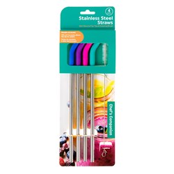STRAWS S/S PK4 W/CLEANING BRUSH