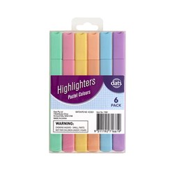 HIGHLIGHTER PASTEL 6PC SQR BARREL