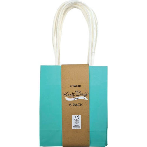 KRAFT BAGS SM 5PK MINT GREEN