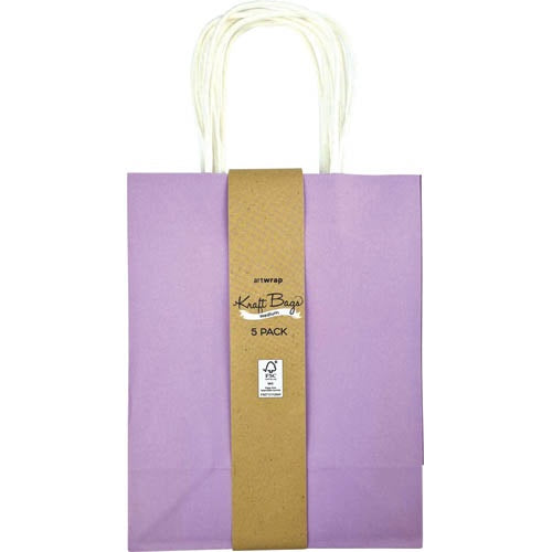 KRAFT BAGS MED 5PK LIGHT PURPLE