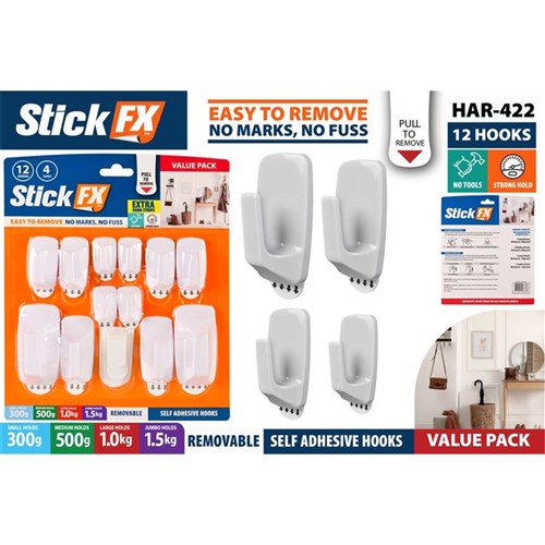 HOOKS REMOVABLE SET 12PC
