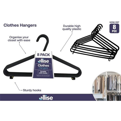 COAT HANGERS BLACK 8PC