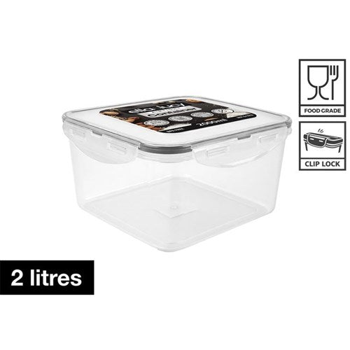 FOOD CLIP CONTAINER SQR 2LT