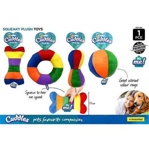 PET TOY PLUSH SQUEAK ASST