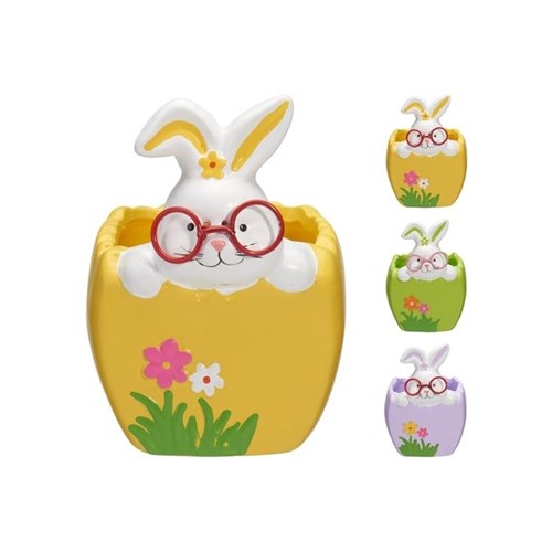 RABBIT FLOWERPOT TERRACOTTA 11CM ASST