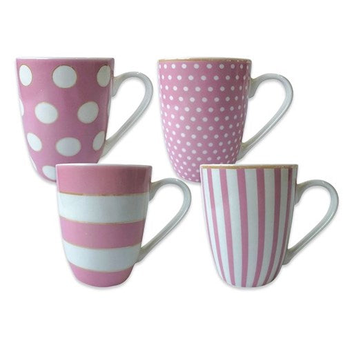 MUG 360ML PINK STRIPE/DOTS