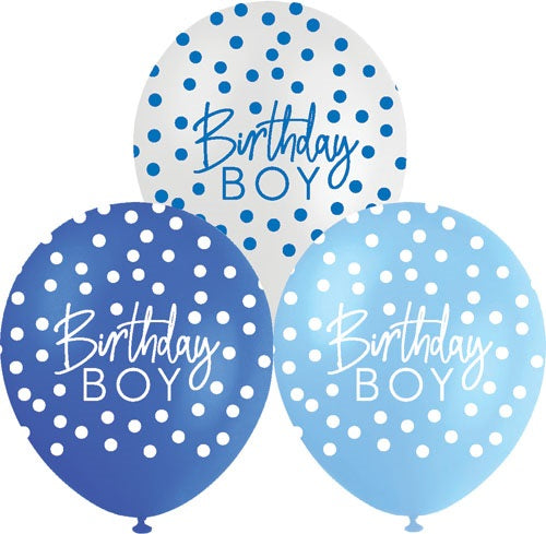 BALLOONS PRINTED 10PK 30CM BDAY BOY