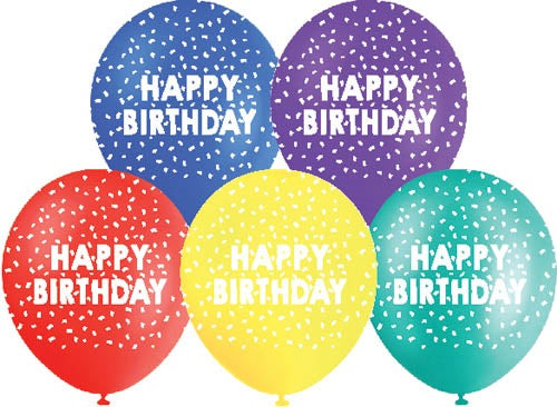 BALLOONS PRINTED 10PK 30CM HB BRIGHTS
