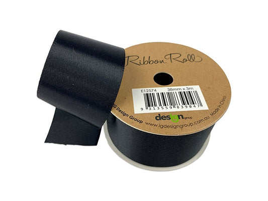 RIBBON SATIN 38MM X 3M BLACK