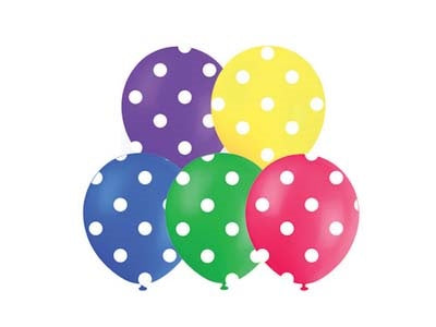 BALLOONS PRINTED 10PK 30CM ASST SPOTS