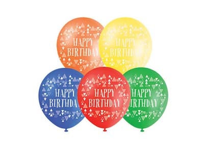 BALLOONS PRINTED 10PK 30CM HAPPY B'DAY
