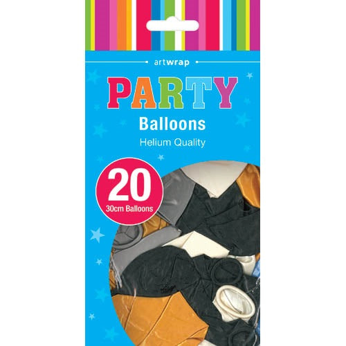 BALLOONS 20PK 30CM METALLIC ASST
