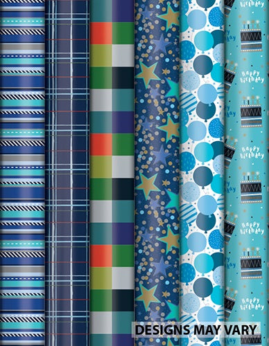 WRAPPING PAPER ROLL 3M X 70CM MASCULINE