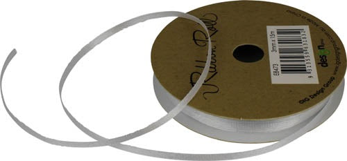 RIBBON SATIN 3MM X 15M WHITE