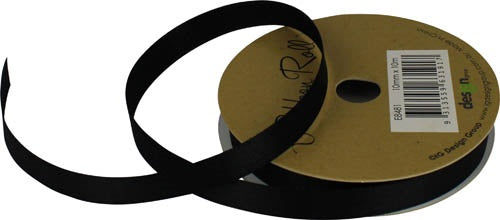 RIBBON SATIN 10MM X 10M BLACK