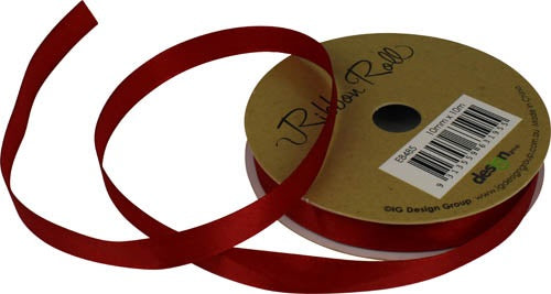 RIBBON SATIN 10MM X 10M RED