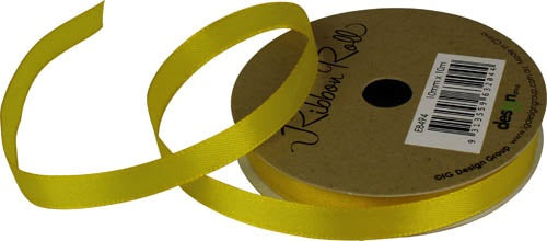 RIBBON SATIN 10MM X 10M YELLOW