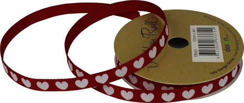 RIBBON GP 10MM X 4M RED HEARTS