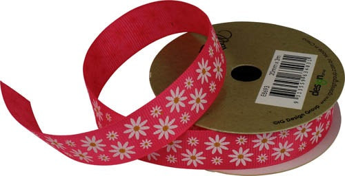 RIBBON GP 20MM X 3M PINK FLOWERS
