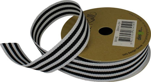 RIBBON WS 20MM X 2M BLACK WHITE
