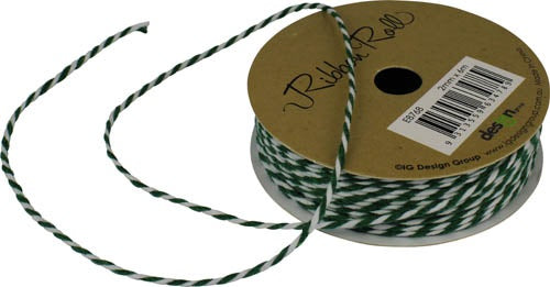 RIBBON TT 2MM X 6M DK GREEN WHITE