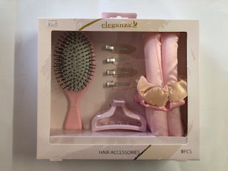 HAIR BRUSH SET PINK 10PC