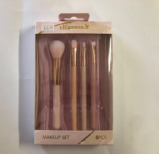 MAKE UP BRUSH SET W/CASE PINK 5PC