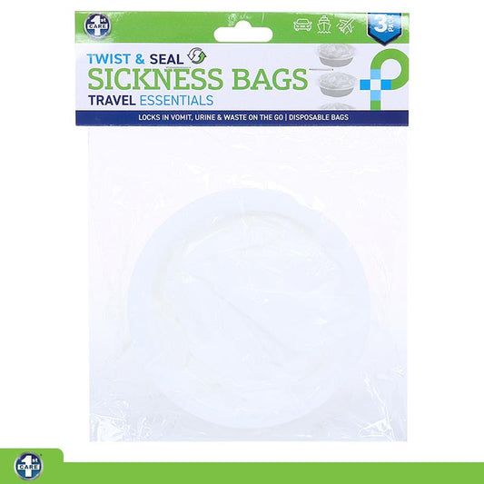 SICKNESS BAGS TRAVEL DISPOSABLE 3PK