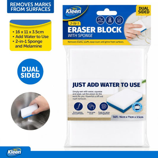 ERASER BLOCK W/SPONGE 2IN1 16X11X3CM