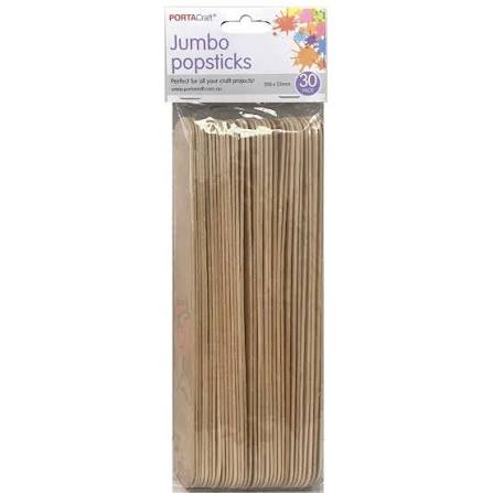 POPSTICKS 200X20MM JUMBO 30PK NATURAL