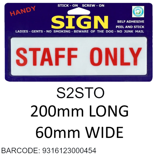 SIGNS MEDIUM STAFF ONLY