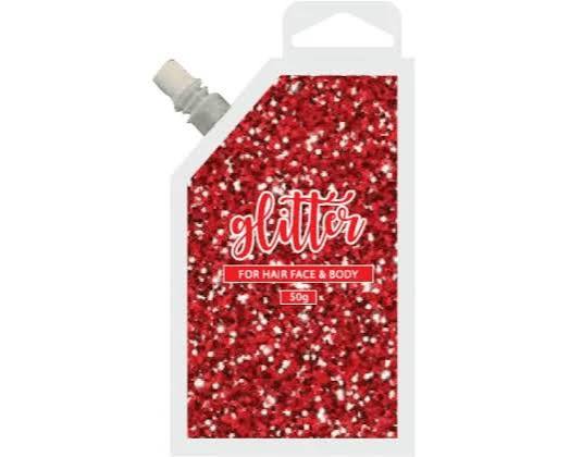 GLITTER GEL POUCH RED