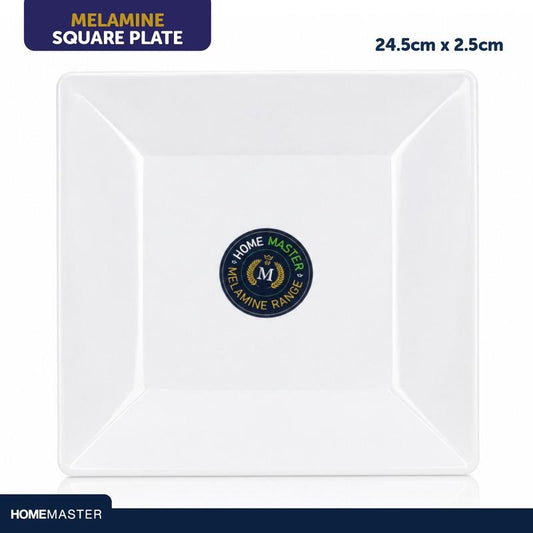 MELAMINE PLATE SQR 24CM WHITE