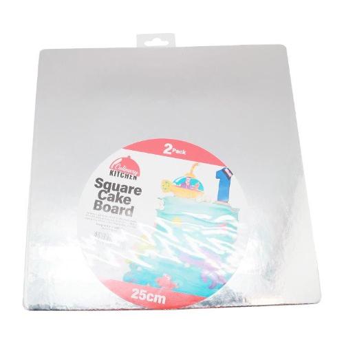 CAKE BOARD SQR 25CM PK2