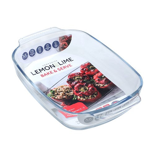 GLASS BAKEWARE W/HANDLES RECT 2LT